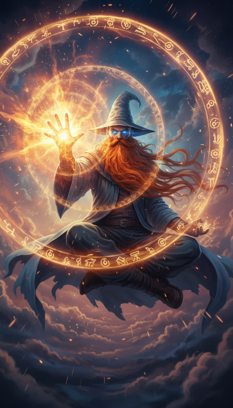 Wizard's hand glows